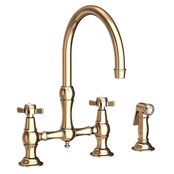 Newport Brass Kitchen Bridge Faucet With Side Spray in French Gold (Pvd) 9456-24A - main